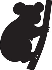 Koala silhouette vector, cute animal illustration, perfect for wildlife, nature, and forest designs.