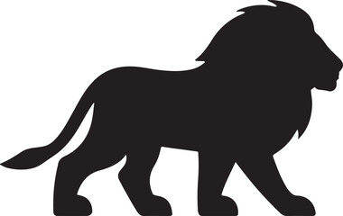 Lion silhouette vector, wild animal illustration, perfect for safari, wildlife, and nature designs.