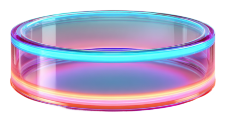 Illuminated glass ring colorful isolated on transparent background