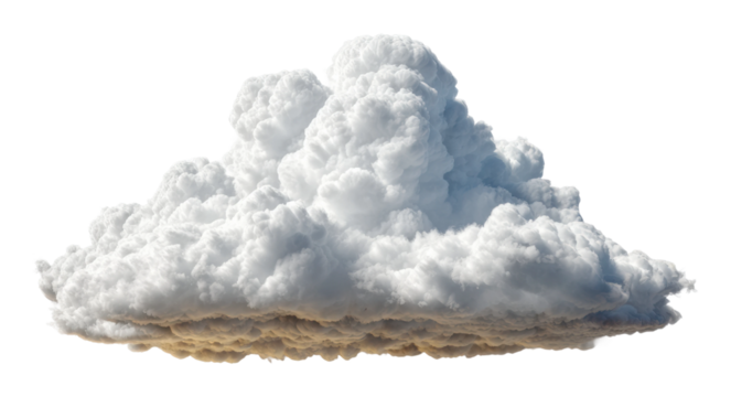 Fluffy white cloud formation open sky nature daylight aerial view isolated on transparent background
