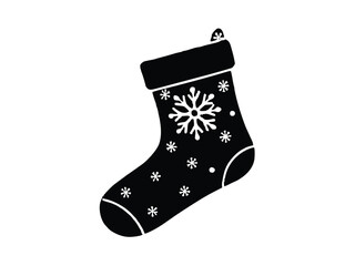 holiday snowy stocking gift vector icon