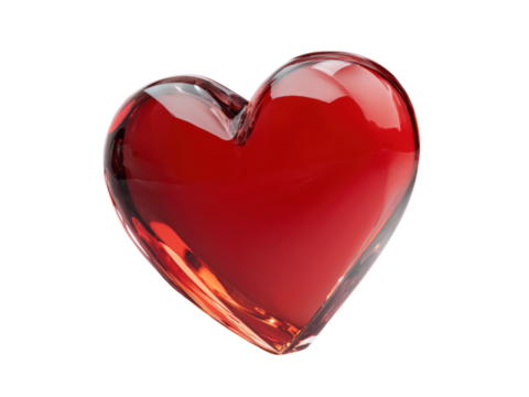 Transparent red glass heart love