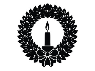 holiday wreath candle vector icon