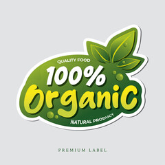 100 Percent Organic Natural Food Green Label Sticker Design