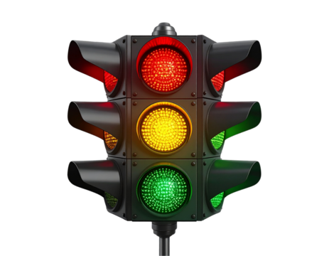 Top-View Traffic Light PNG Isolated on Transparent Background
