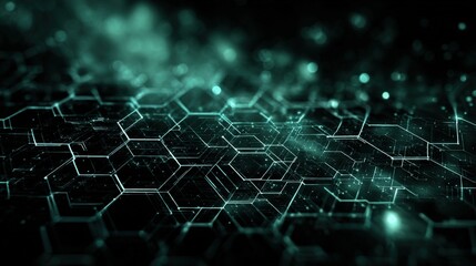 Futuristic Abstract Hexagonal Grid Background with Technological Glow, Perfect for Science and Technology Concepts