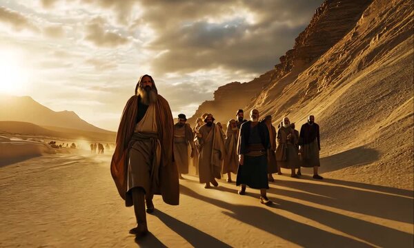 Moses Guiding the Israelites on Their Exodus from Egypt to the Promised Land