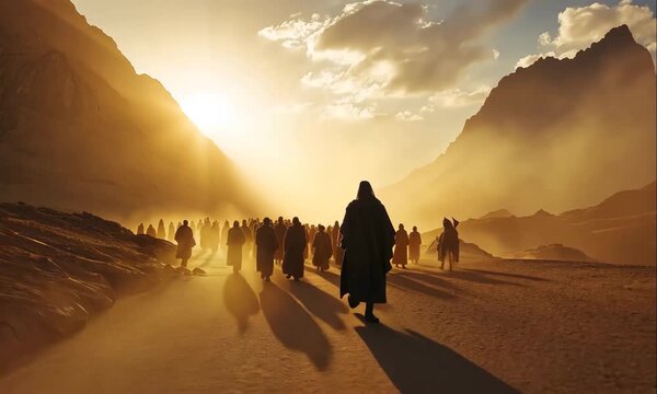 Moses Guiding the Israelites on Their Exodus from Egypt to the Promised Land