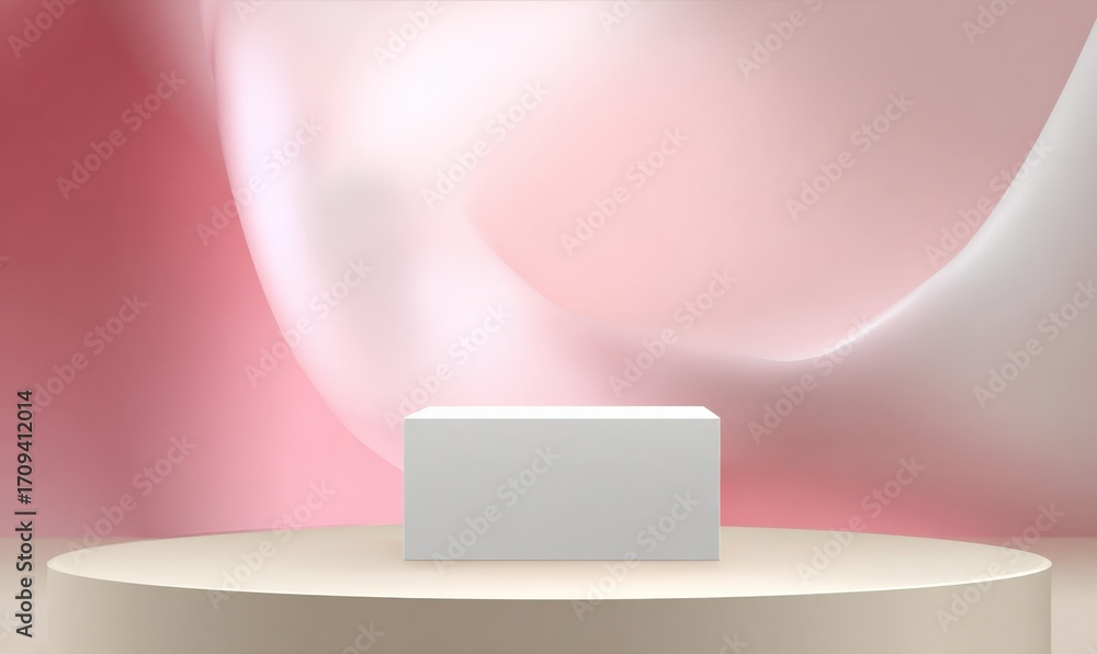 Poster elegant minimalist podium for product display with soft pink and white abstract background