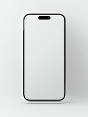 Modern Smartphone Mockup Featuring a Blank Screen on a Clean, Minimalist White Background