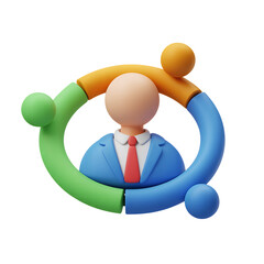 Vibrant 3D Rendered Business Network and Teamwork Icon