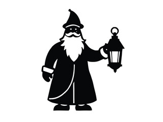 santa snowy candle lantern vector icon