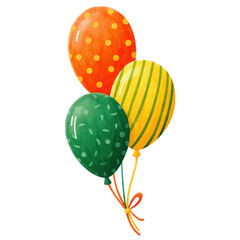 Obraz premium Colorful balloons in green, yellow, and orange with different patterns.