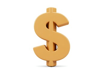 Isolated Dollar Sign 3D Render on White Background Finance and Investment Concept Currency Symbol for Business and Economic Growth