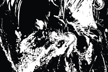 Abstract black and white liquid ink splash texture with dynamic contrast and grunge flow pattern