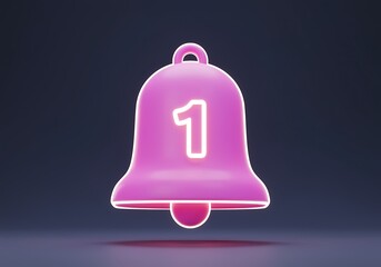 Notification Bell with Number One for Social Media Digital Alert Reminder and Engagement