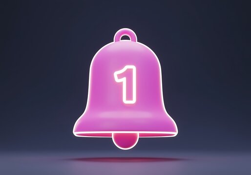Notification Bell with Number One for Social Media Digital Alert Reminder and Engagement