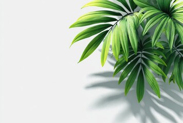 Obraz premium Lush tropical leaves cast soft shadows on a light background