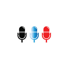 Microphone icon set. mic symbols for podcast, karaoke, website, and mobile app. vector illustration on transparent background