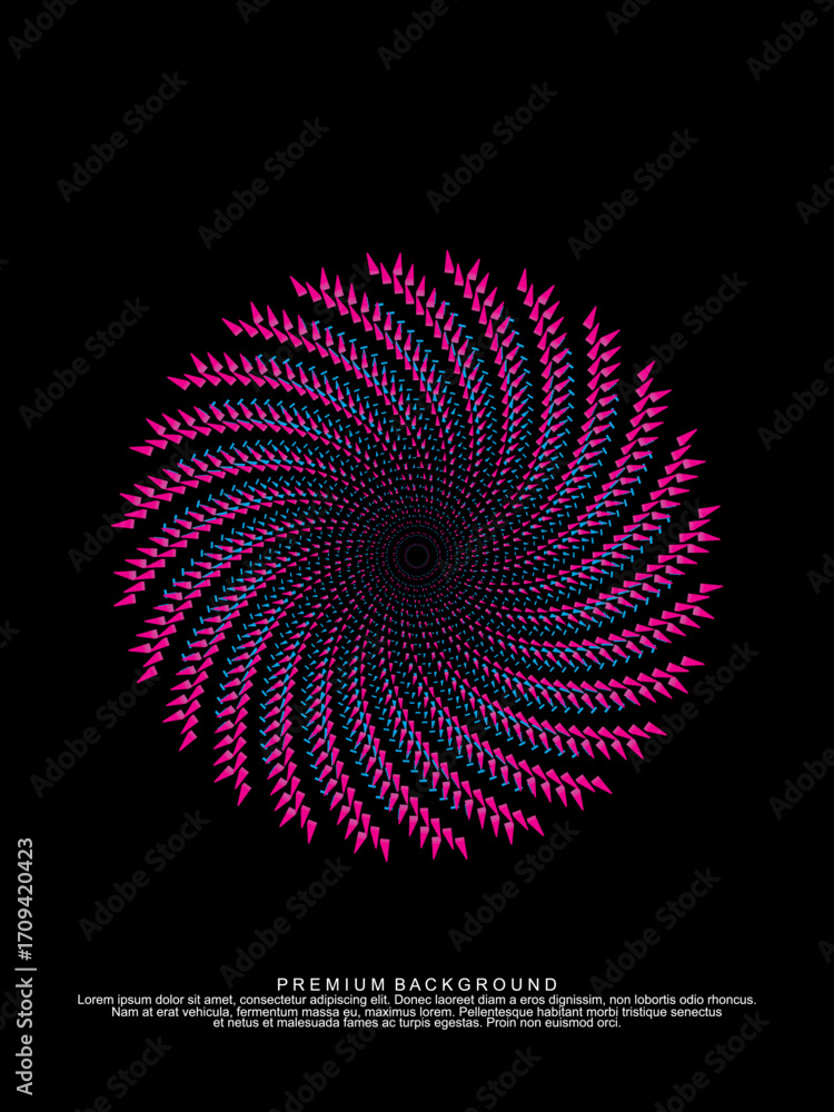 Poster music poster design background. electro sound cover template with dynamic abstract gradient circular