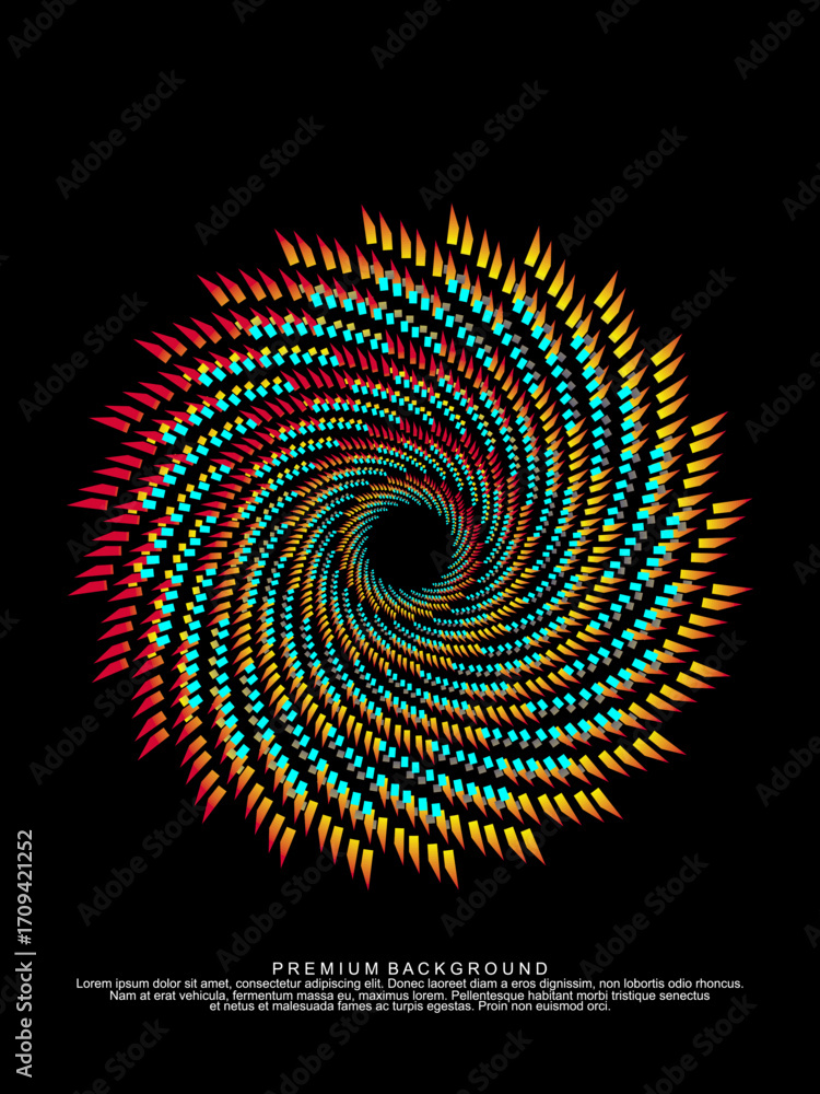 Poster music poster design background. electro sound cover template with dynamic abstract gradient circular