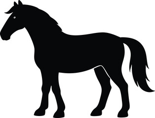 Clydesdale Horse Black Silhouette Vector Illustration. Draft Horse Black Silhouette - Clydesdale Vector Art. 