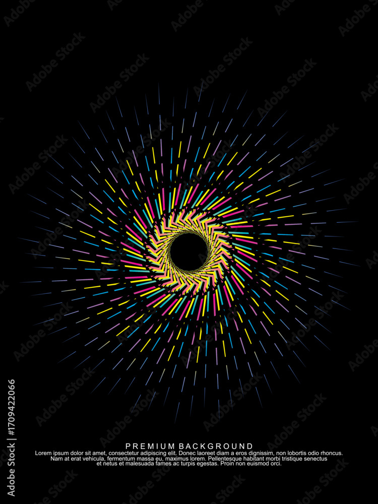 Poster music poster design background. electro sound cover template with dynamic abstract gradient circular