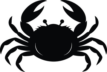 Minimalist Crab Logo Vector Icon Silhouette. Black Crab Silhouette on White Background Vector