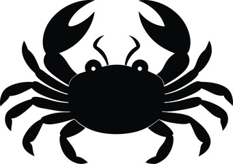 Minimalist Crab Logo Vector Icon Silhouette. Black Crab Silhouette on White Background Vector