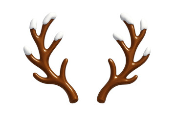 Obraz premium Reindeer antlers covered with snow on transparent background