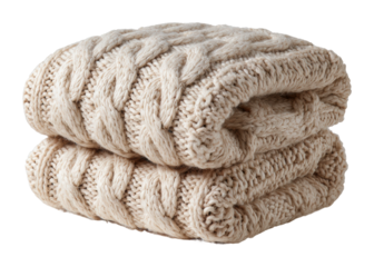 Cozy knitted blankets home lifestyle view isolated on transparent background