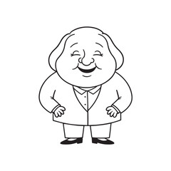 Old woman in formal clothes black and white vector illustration simple minimalist portrait design