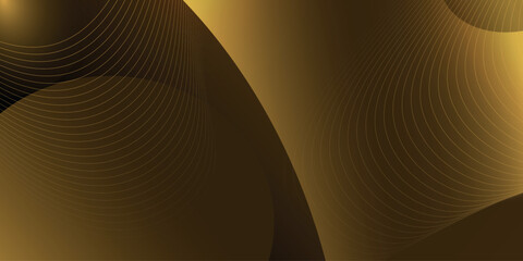 Minimalist brown gradient geometric abstract background with sparkling wavy gold lines. Dynamic shape composition. Modern concept for graphic design, backgrounds, posters, covers, and banners. VOL. 3