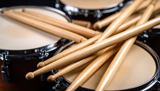 Drum Sticks and Drums Close-Up