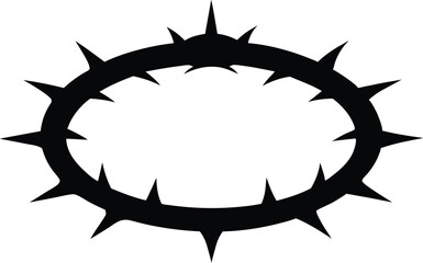 Crown of Thorns Black Silhouette Vector Flat Illustration.