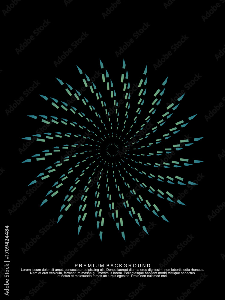 Poster music poster design background. electro sound cover template with dynamic abstract gradient circular
