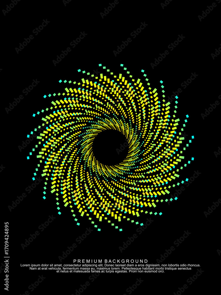Poster music poster design background. electro sound cover template with dynamic abstract gradient circular