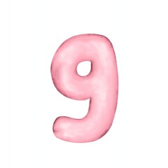 number 9 in a cute pink balloon vector illustration