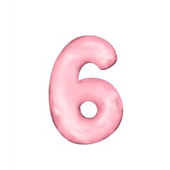 number 6 in a cute pink balloon vector illustration