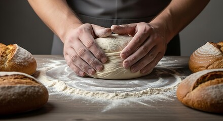 Baker Shaping Dough, Artisan Bread Making.