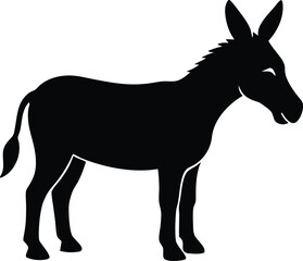 Donkey Silhouette Vector Illustration - Flat Design. Black Donkey Silhouette - Scalable Vector Graphic