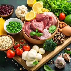 Assorted fresh food on a tray