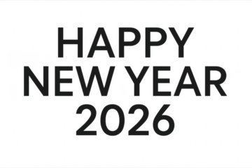 Happy new year 2026 greeting on transparent background