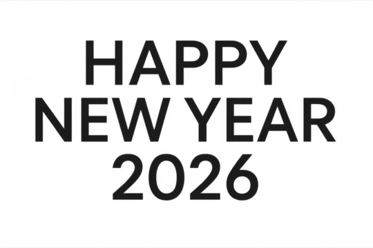 Happy new year 2026 greeting on transparent background