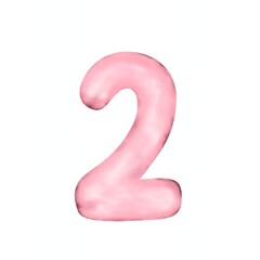 number 2 in a cute pink balloon vector illustration