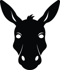 Donkey Head Silhouette, Flat Vector Icon, Donkey Profile Silhouette, Flat Design Vector.