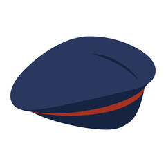 Stylish Felt Beret Hat with Leather Headband Vector Illustration