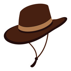 Rugged Australian Outback Oilskin Leather Hat Vector Illustration