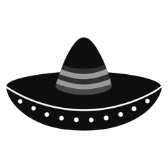 Traditional Mexican Sombrero Charro with Silver Embroidery Vector