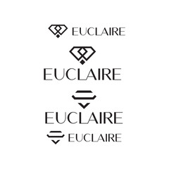 This image showcases several variations of the Euclaire logo, each featuring a unique diamond symbol above the company name. The designs are minimalist and elegant.